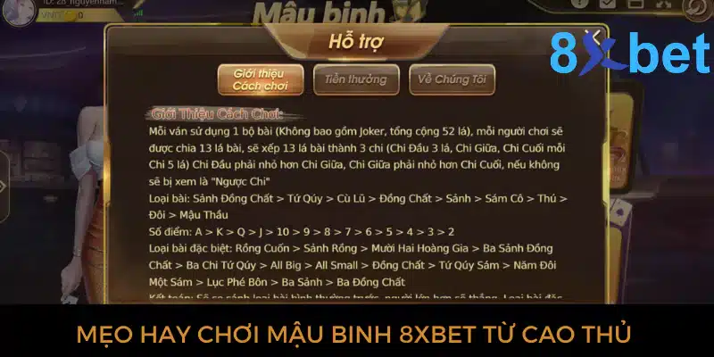 Mẹo hay chơi mậu binh 8xbet từ cao thủ